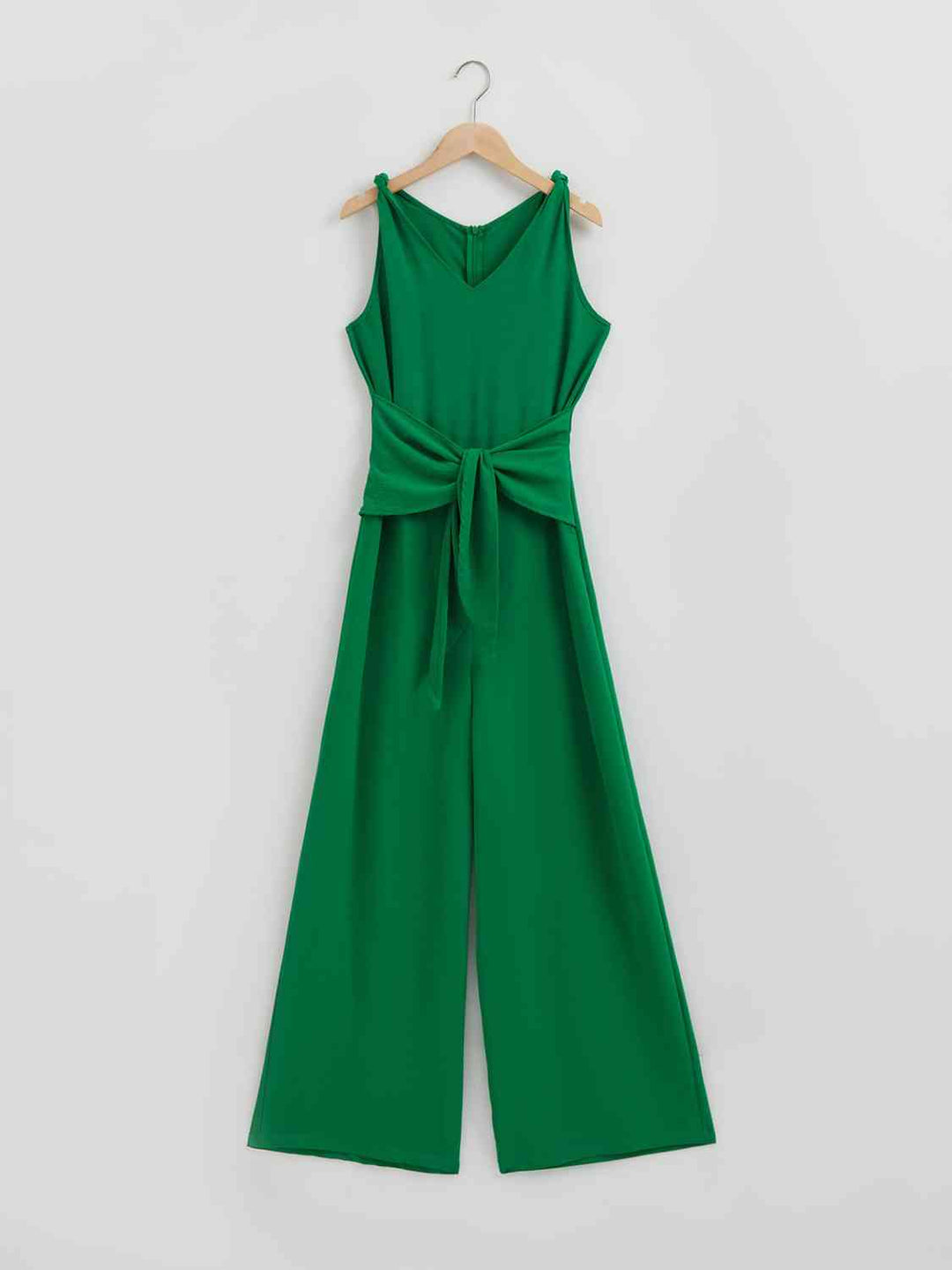 Knot Detail Tie Front Sleeveless Jumpsuit