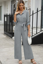 Pocketed Tied Wide Leg Jumpsuit