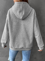 Full Size Waffle-Knit Drawstring Hoodie with Pocket