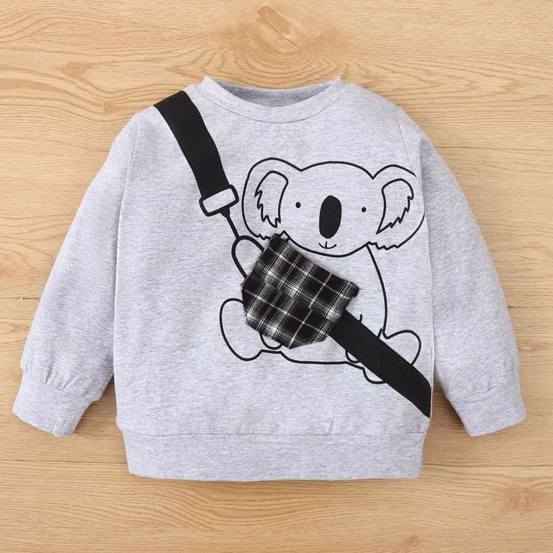 Kids Animal Graphic Sweatshirt and Plaid Joggers Set