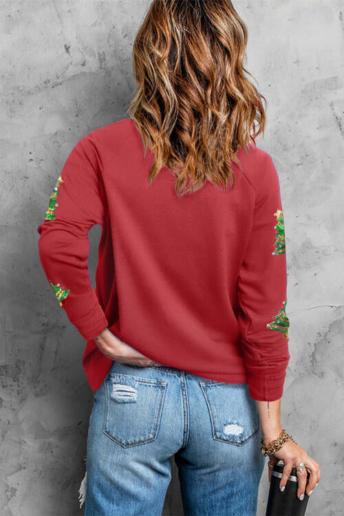 Sequin Patch Christmas Tree Sweatshirt