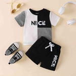 NICE Color Block Tee and Shorts Set