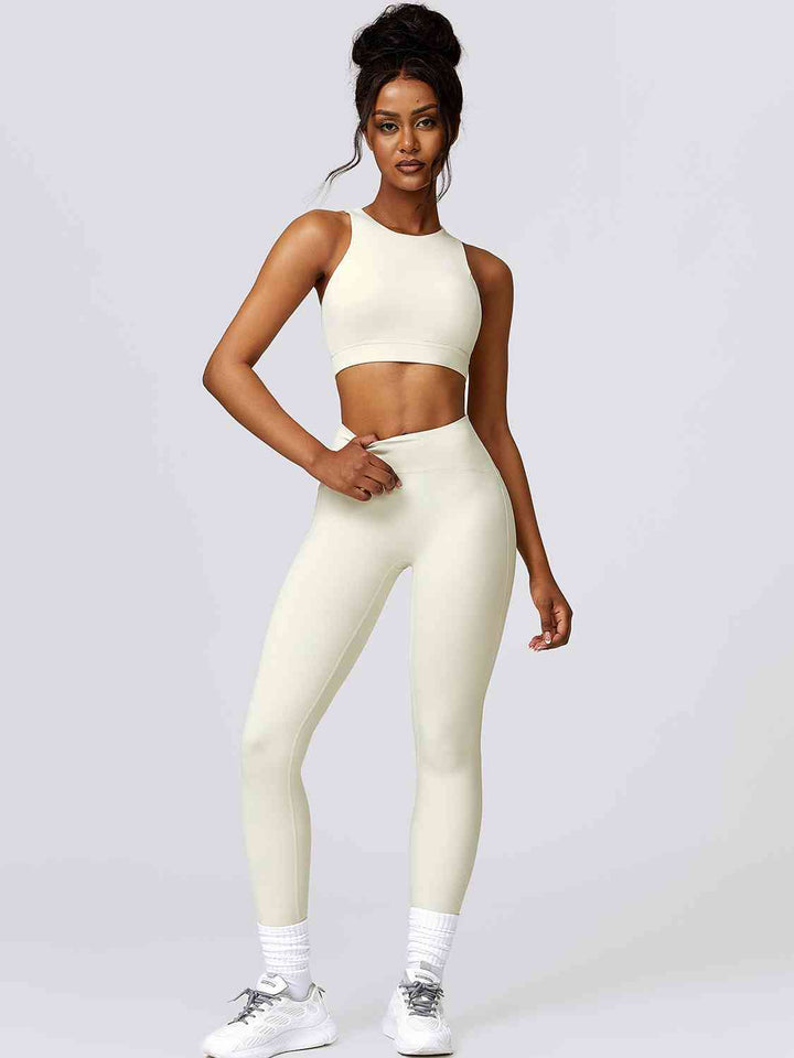 Cutout Cropped Sport Tank and Leggings Set