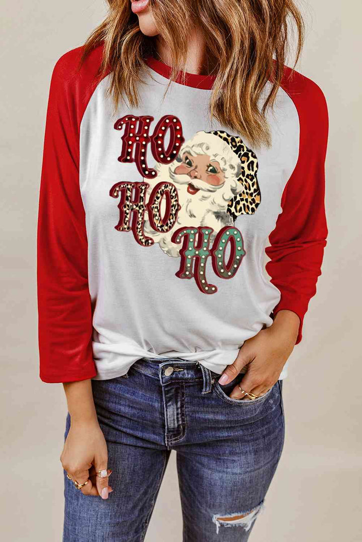 Santa Graphic Raglan Sleeve T-Shirt