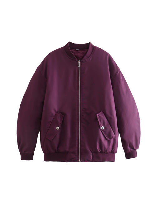 Zip Up Baseball Collar Puffer Jacket