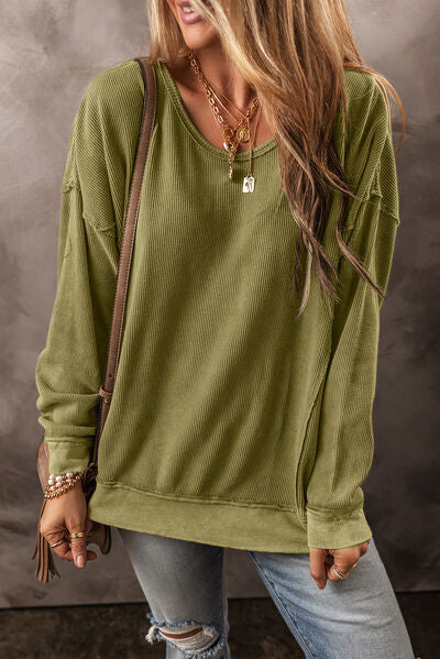 Round Neck Dropped Shoulder Sweatshirt