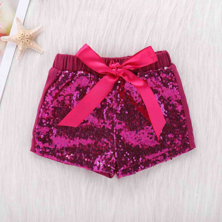 Sequin Elastic Waist Shorts