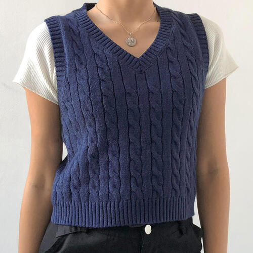 Cable-knit V-Neck Sweater Vest