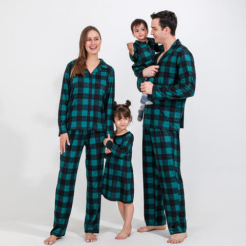 Baby Plaid Collared Neck Jumpsuit