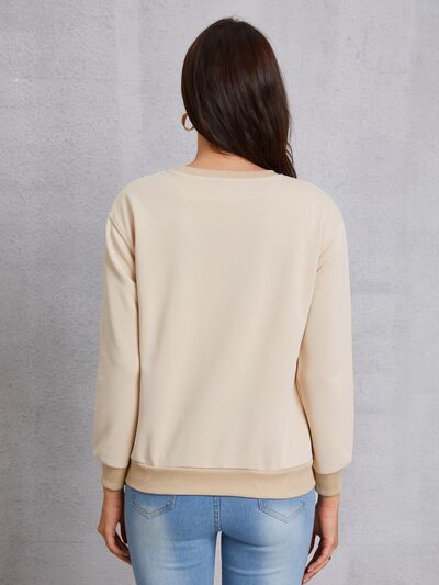 LOVE Round Neck Dropped Shoulder Sweatshirt