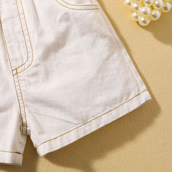 Contrast Stitching Bow Detail Cami and Shorts Set