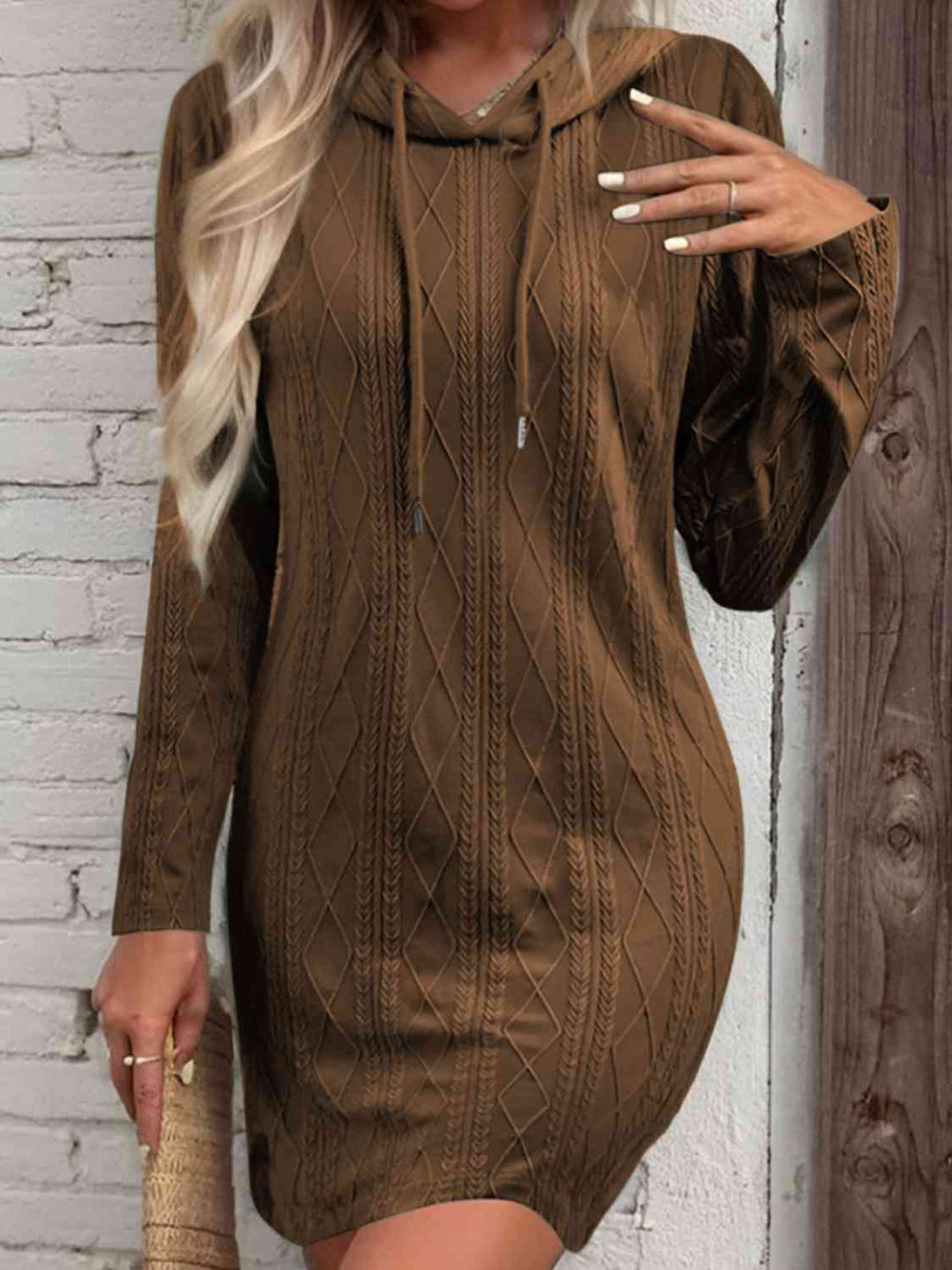 Drawstring Hooded Sweater Dress