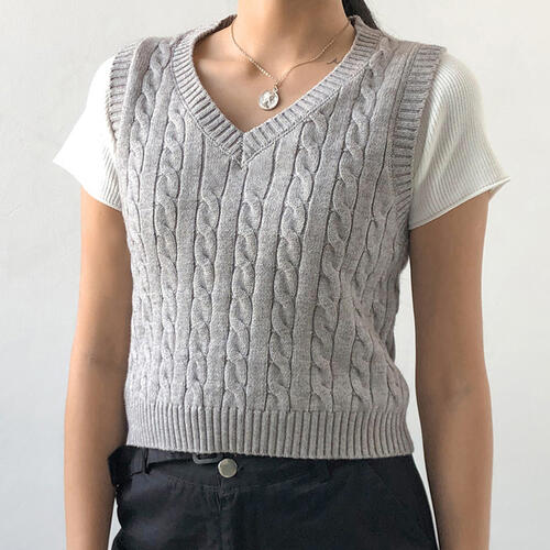 Cable-knit V-Neck Sweater Vest