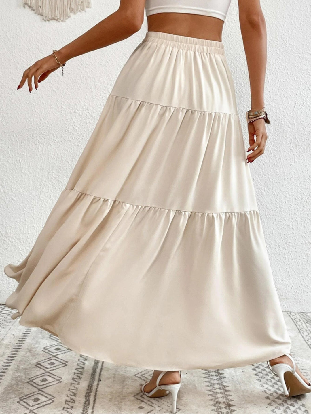 Decorative Button Tiered Skirt