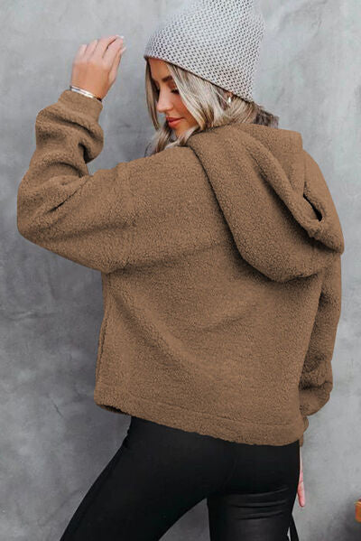 Sherpa Dropped Shoulder Long Sleeve Hoodie