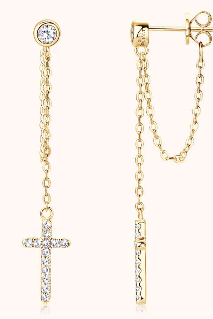 Moissanite 925 Sterling Silver Cross Earrings