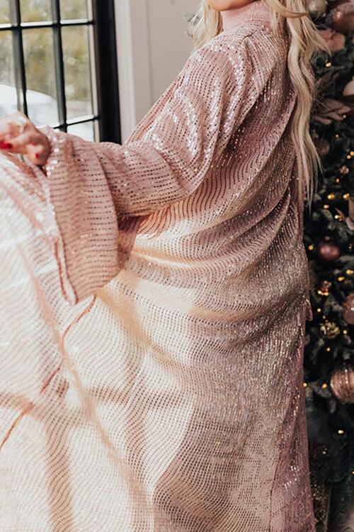 Sequin Open Front Long Sleeve Cardigan