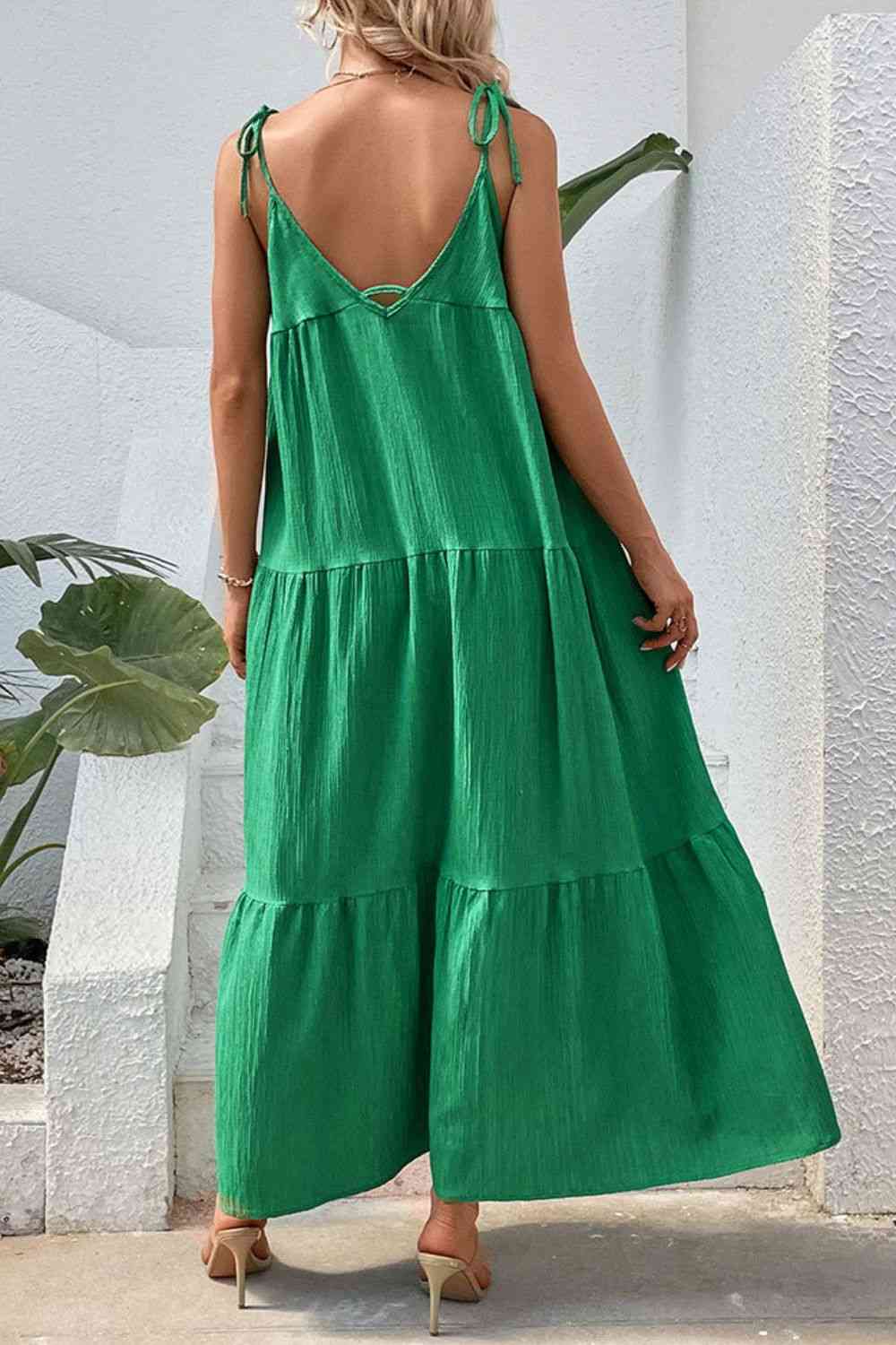 Tie-Shoulder Tiered Maxi Dress