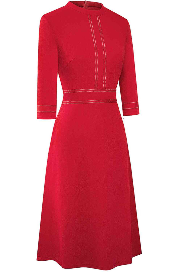 Round Neck Three-Quater Sleeve Dress