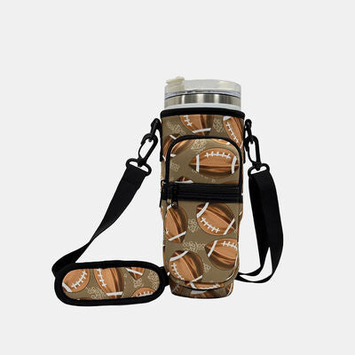 Printed Insulated Tumbler Cup Sleeve With Adjustable Shoulder Strap