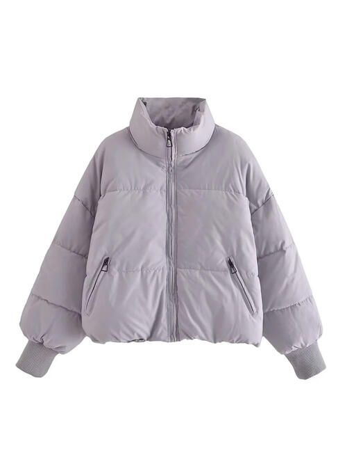 Zip Up Drawstring Winter Coat with Pockets