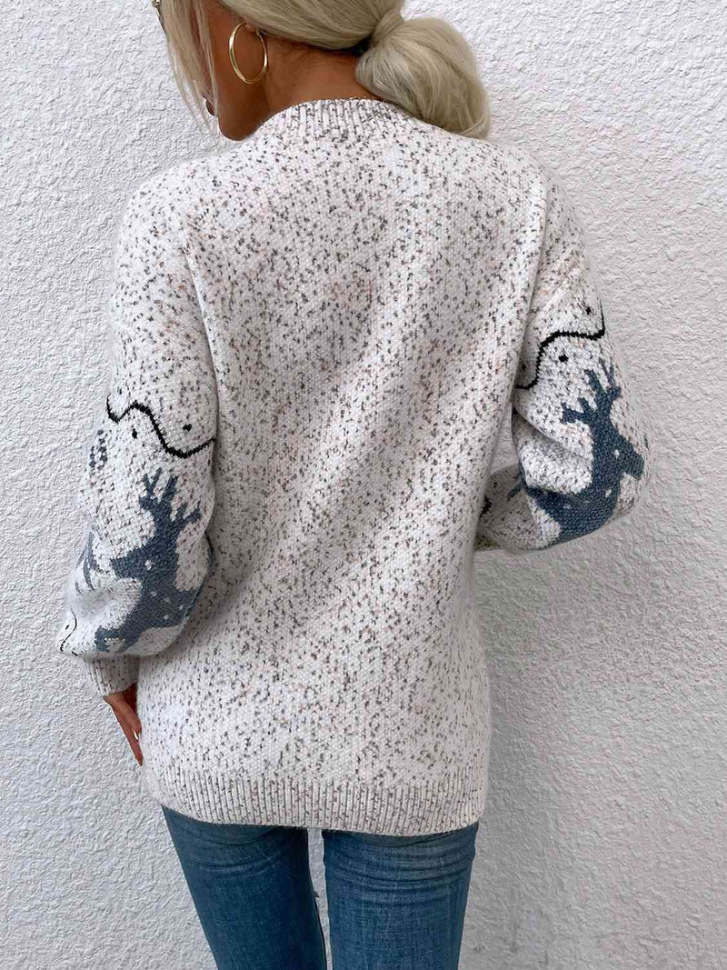 Reindeer Button Down Cardigan with Pockets