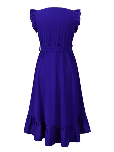 Tied Surplice Ruffle Hem Dress