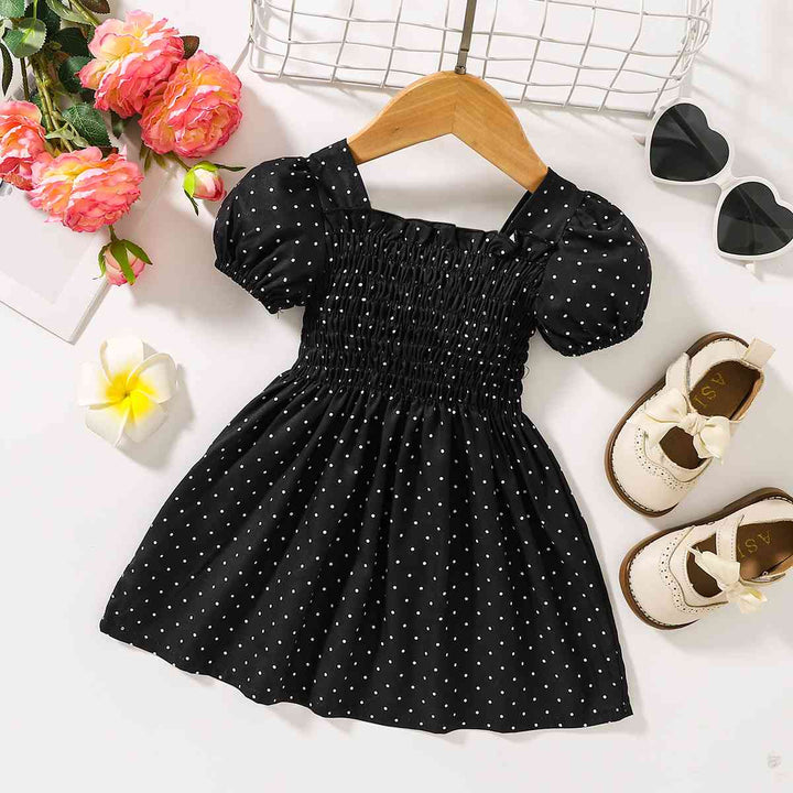 Printed Square Neck Smocked Dress