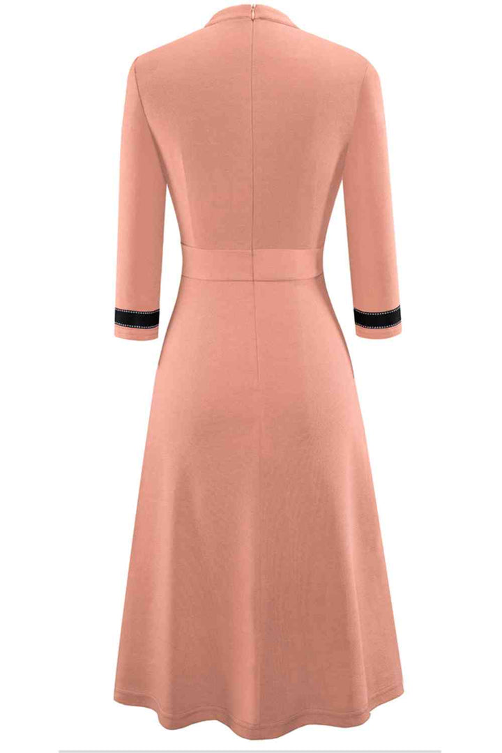 Round Neck Three-Quater Sleeve Dress