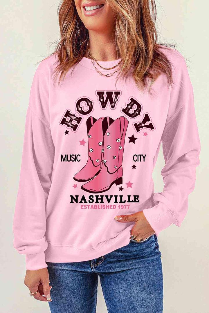 Cowboy Boots Graphic Dropped Shoulder Sweatshirt