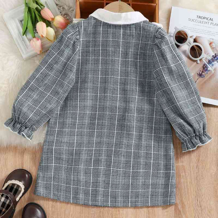 Plaid Flounce Sleeve Dress