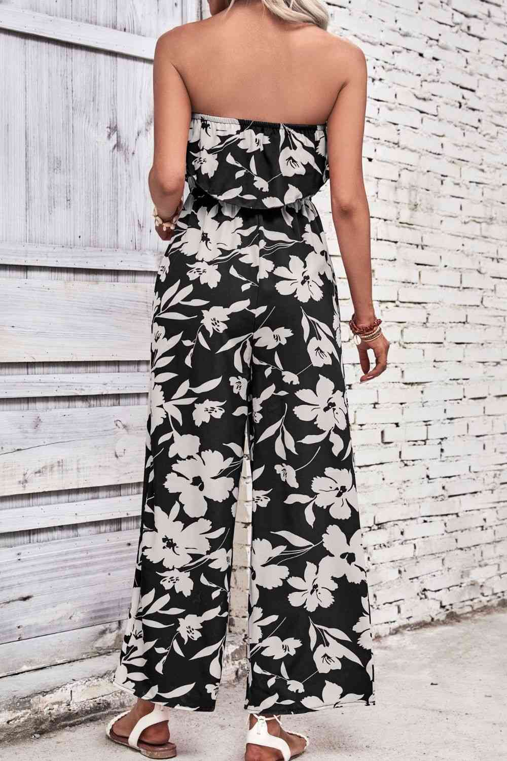 Floral Strapless Wide Leg Jumpsuit