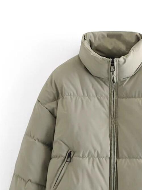 Zip Up Drawstring Winter Coat with Pockets