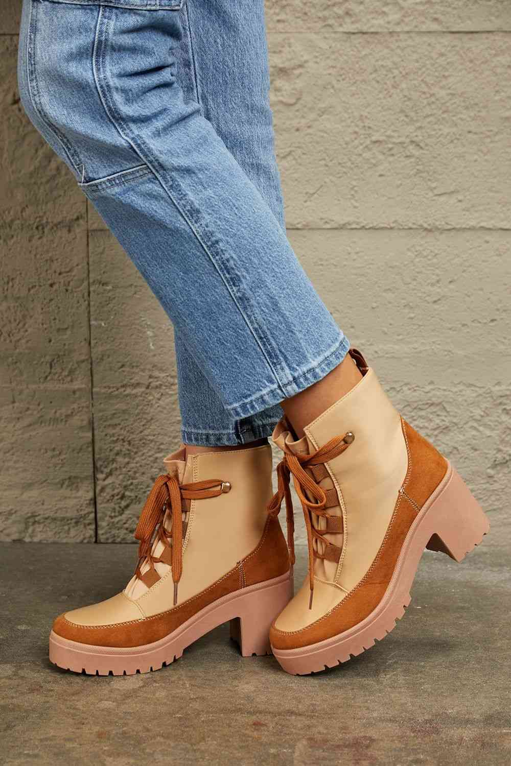 East Lion Corp Lace Up Lug Booties