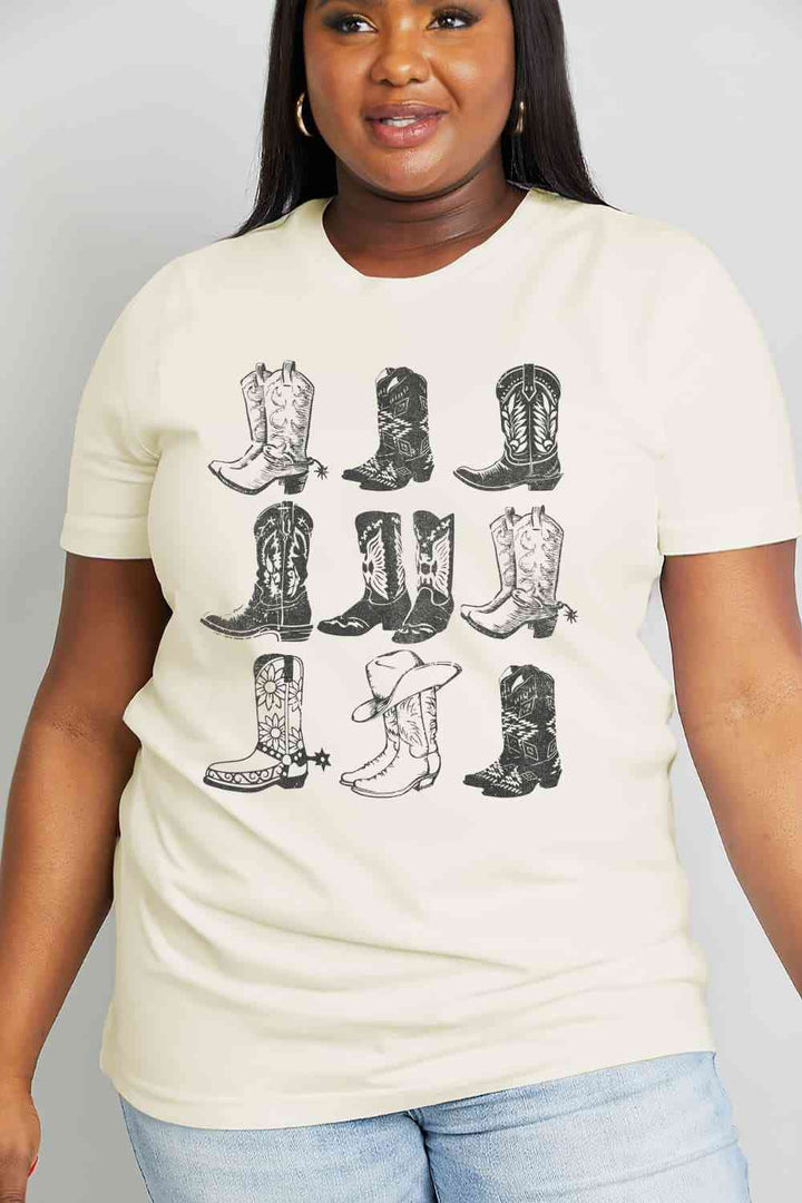 Simply Love Simply Love Full Size Cowboy Boots Graphic Cotton Tee