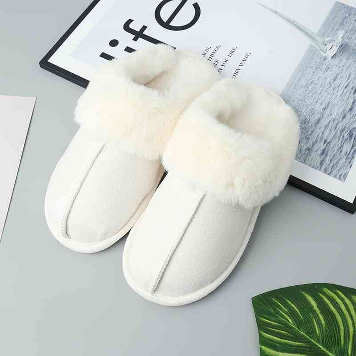 Faux Suede Center Seam Slippers