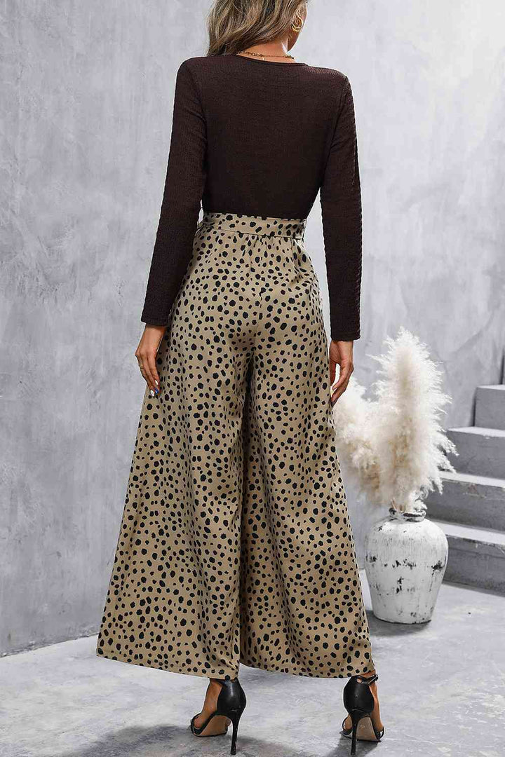 Long Sleeve Tie Waist Jumpsuit