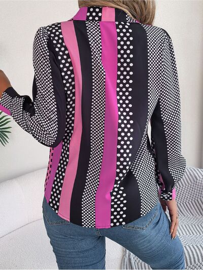 Polka Dot Contrast Long Sleeve Shirt