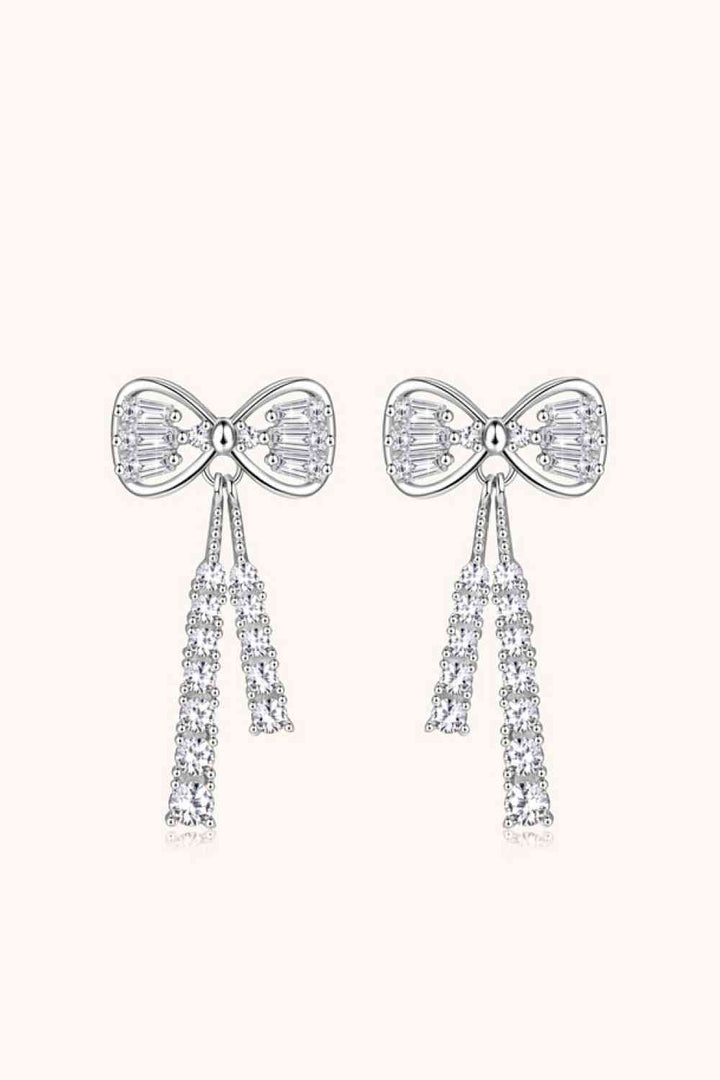 1.12 Carat Moissanite 925 Sterling Silver Bow Earrings