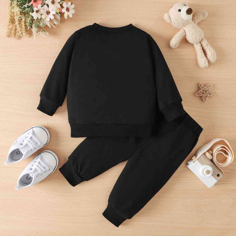 LITTLE BOSS Round Neck Long Sleeve Tee and Pants Set