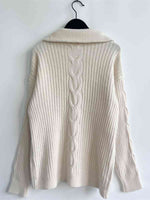 Ribbed Half Zip Long Sleeve Sweater