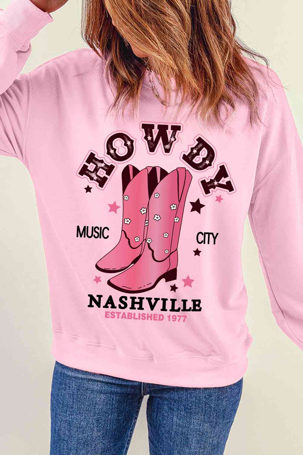 Cowboy Boots Graphic Dropped Shoulder Sweatshirt