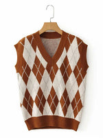 Geometric V-Neck Sweater Vest