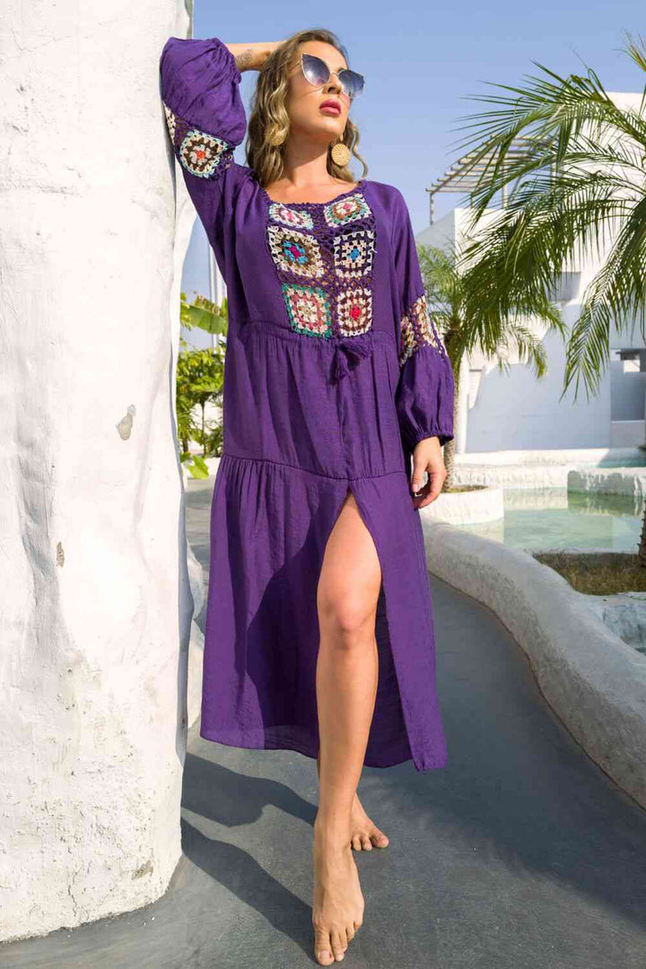 Bohemian Graphic Front Split Dress