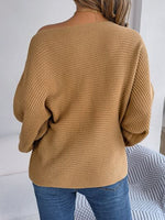 One-Shoulder Lantern Sleeve Sweater