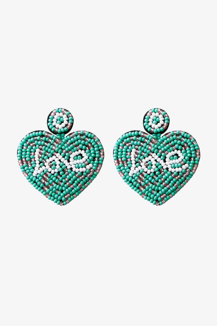 LOVE Beaded Heart Earrings