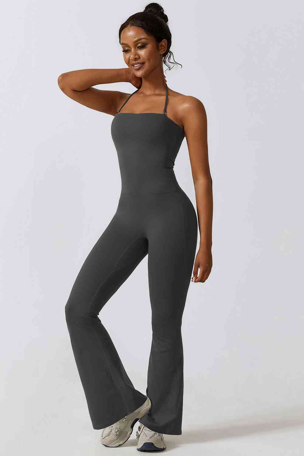 Halter Neck Flare Sport Jumpsuit