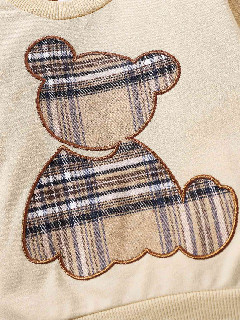 Plaid Bear Graphic Tee and Plaid Print Pants Kit