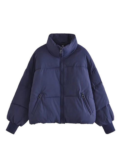 Zip Up Drawstring Winter Coat with Pockets