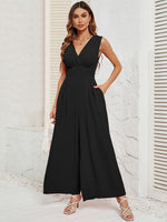 Surplice Wide Strap Jumpsuit with Pockets